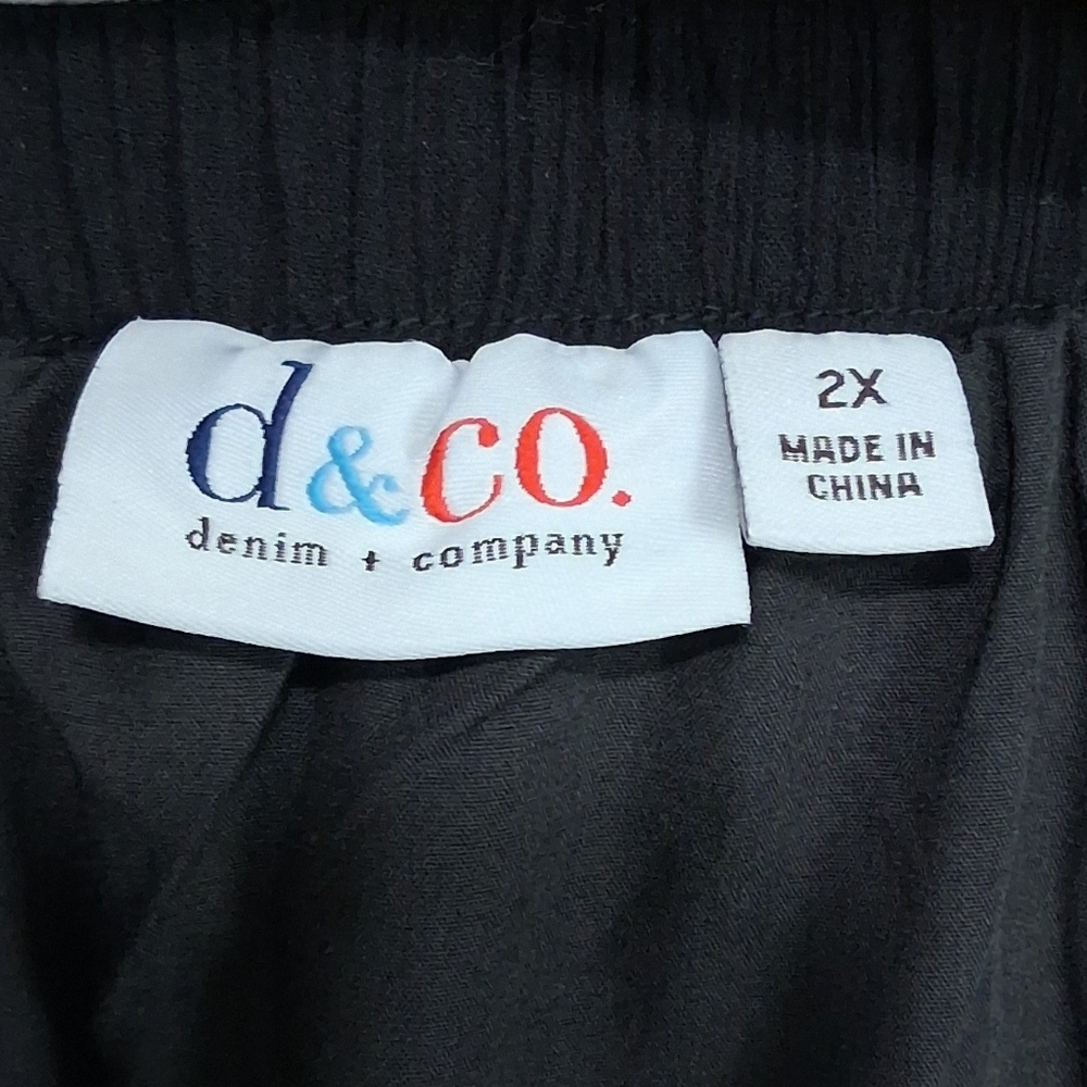 Vintage Style D&Co Black Maxi Skirt Eyelet Ruffle Broomstick Elastic Waist 2x - Picture 9 of 15